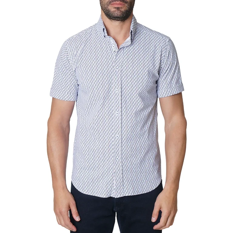 Robert Graham Moyer Nylon Stretch Printed Tailored Fit Button Down Shirt