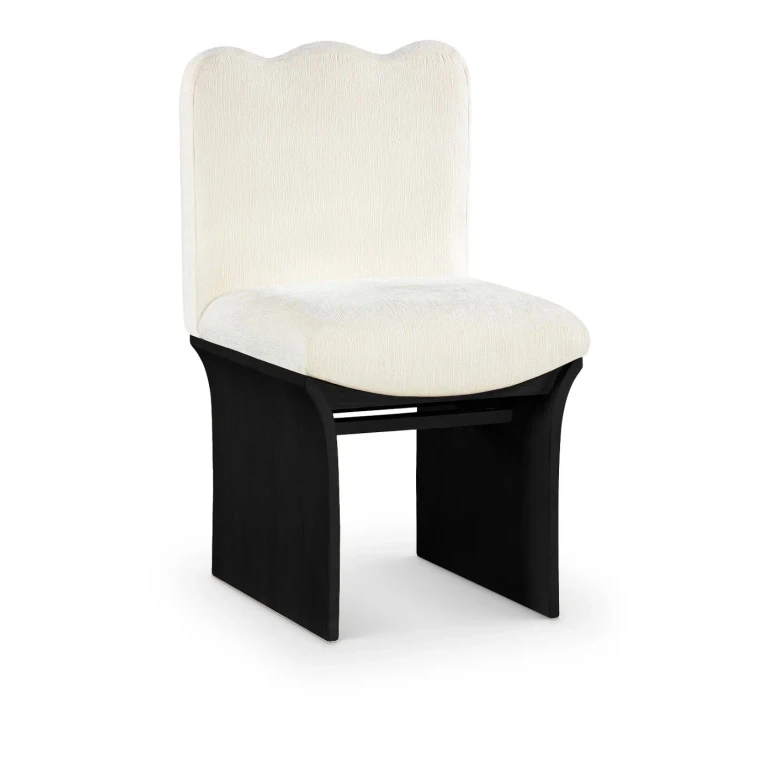 Shaw Cream Upholstered Dining Chair With Black Base
