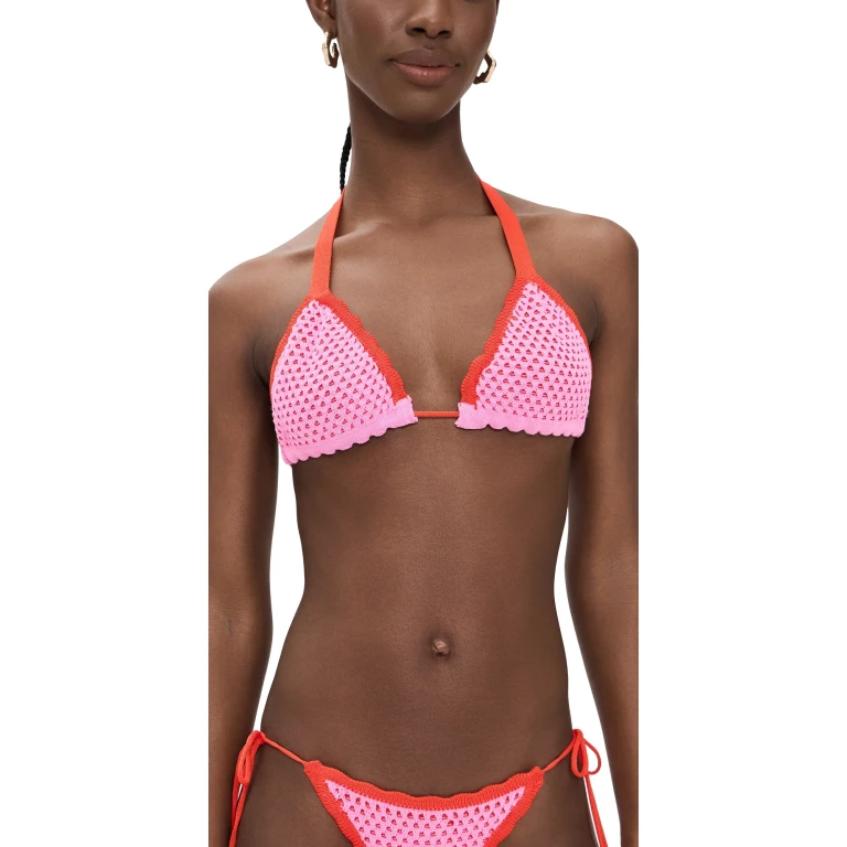 PQ Swim Wren Crochet Triangle Top Rose S