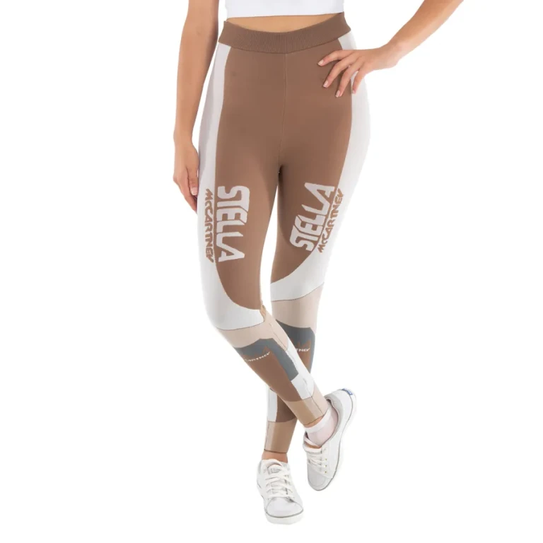 Stella Mccartney Ladies Khaki Sporty Logo-Print Leggings, Brand Size 36 (US Size 2)