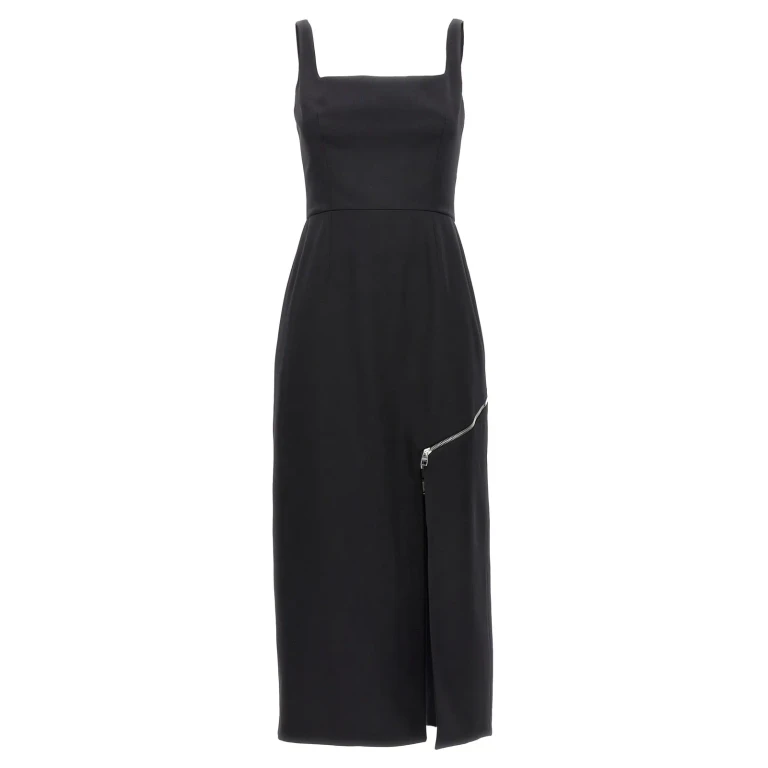 Alexander McQueen Zip Wool Midi Dress