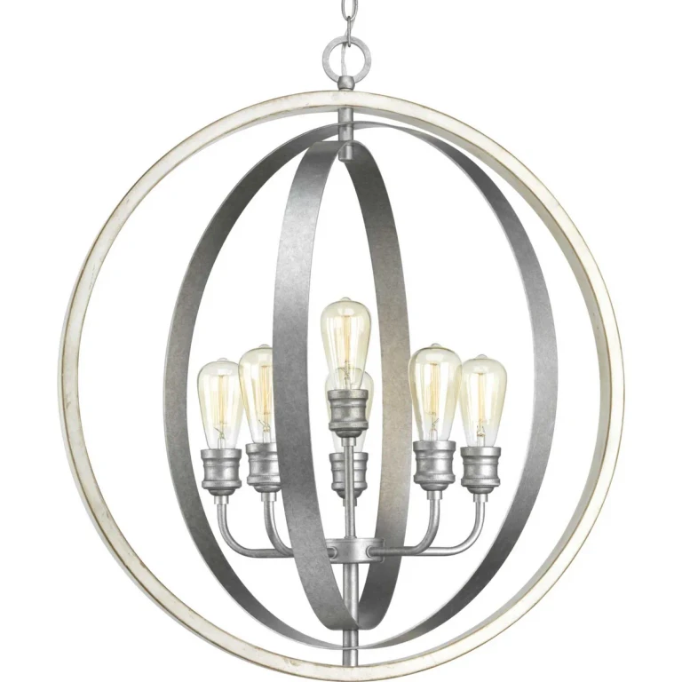 Galvanized Finish Six Light Pendant from the Conestee Collection