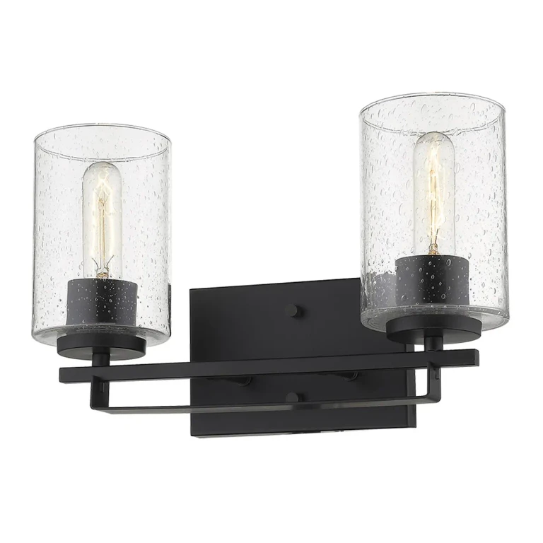 Matte Black Two Light Wall Sconce from the Orella Collection