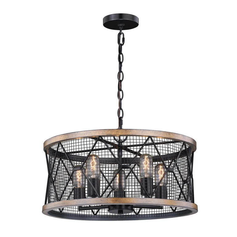 Black and Burnished Teak Chandelier from the Bremerton Collection