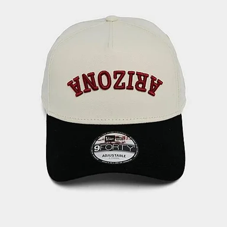 New Era Arizona Diamondbacks MLB Upside Down Wordmark 9FORTY A-Frame Snapback Hat in Chrome/Black