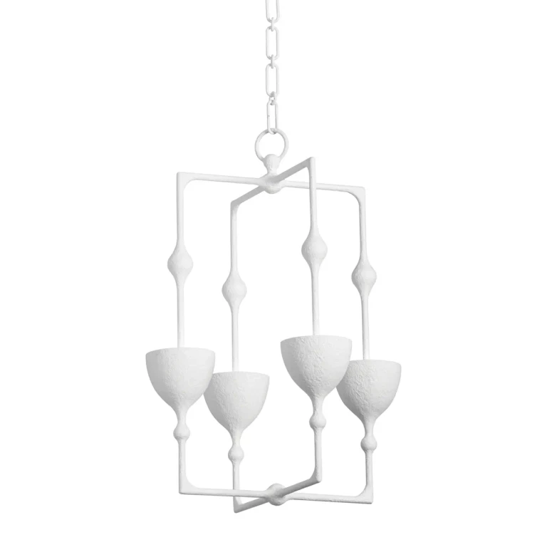 Gesso White LED Lantern from the Antalya Collection