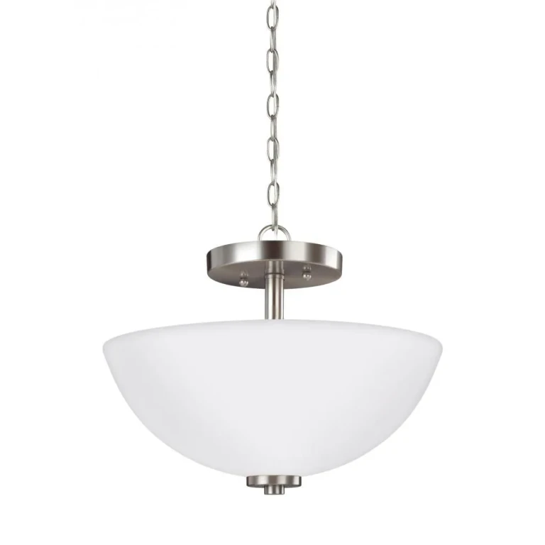 Brushed Nickel Two Light Semi-Flush Convertible Pendant from the Oslo Collection