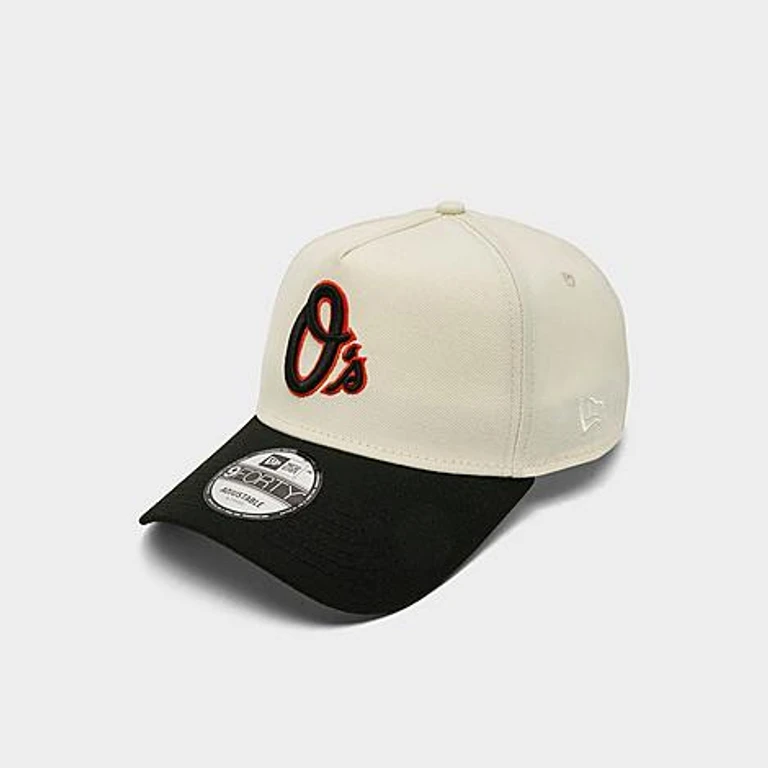 New Era Baltimore Orioles MLB 9FORTY A-Frame Snapback Hat in Chrome/Black