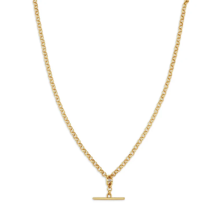 Zoe Chicco 14K Yellow Gold Baguette Diamonds Diamond Rolo Link Faux Toggle Lariat Necklace, 16-18