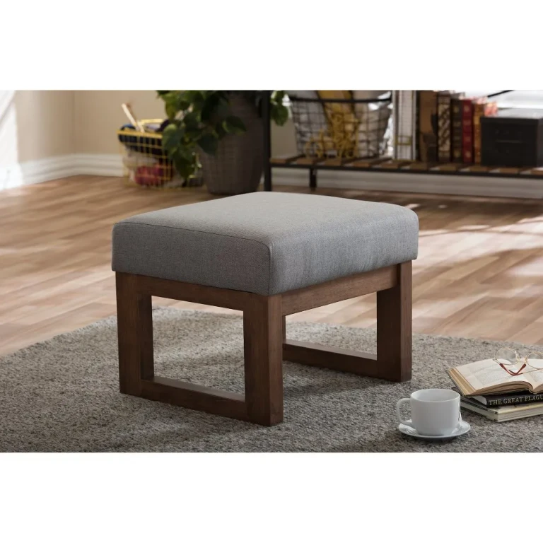 Yashiya Gray Upholstered Ottoman Stool