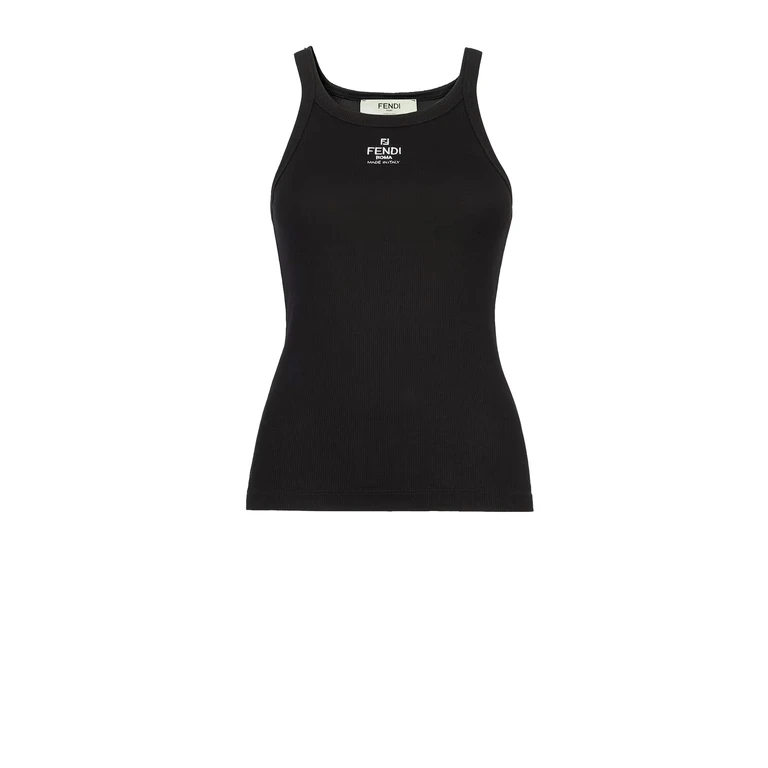Fendi Ribbed Cotton Jersey Tank Top