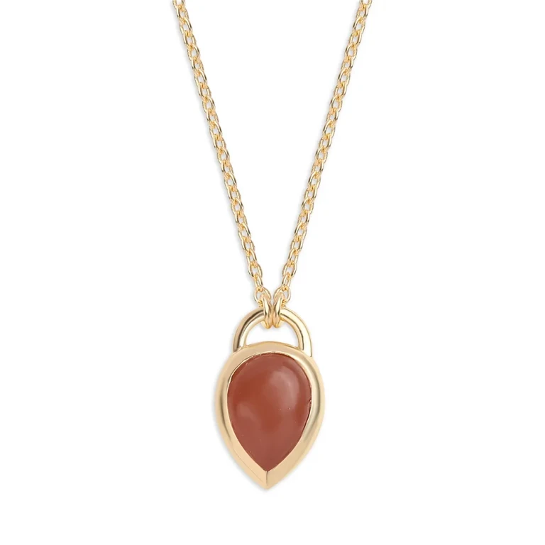 14K Yellow Gold Brown Moonstone Pendant Necklace, 16-20