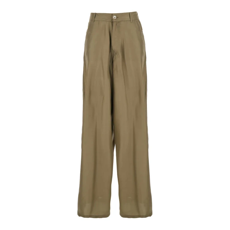 Jucca Green Silk Pants With Belt Loops And Logo Patch On The Rear In Silk Woman