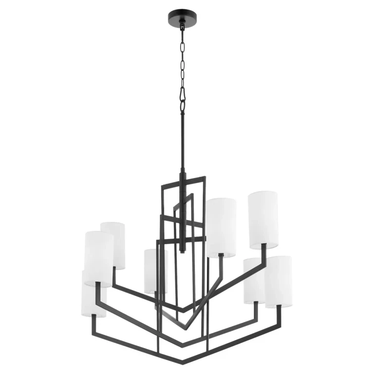 Matte Black Eight Light Chandelier from the Bolivar Collection