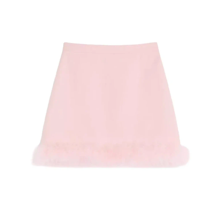 Wool Mini Skirt with Feathers (8B3RAEJ51CFR13)