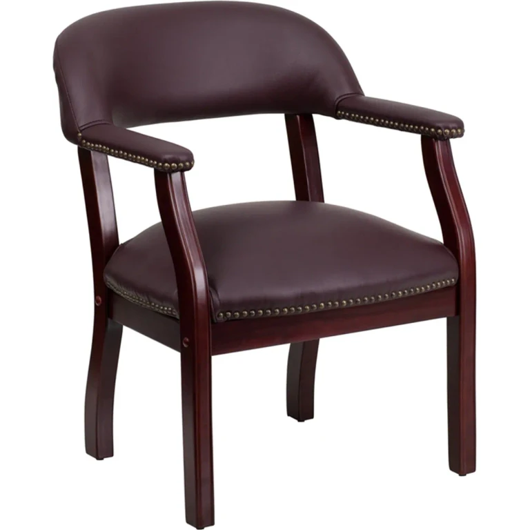 Sophisticated Burgundy Leather Accent Chair