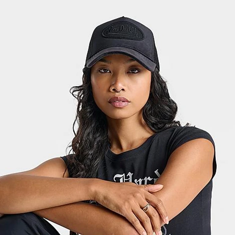 Von Dutch Velvet Trucker Hat in Black