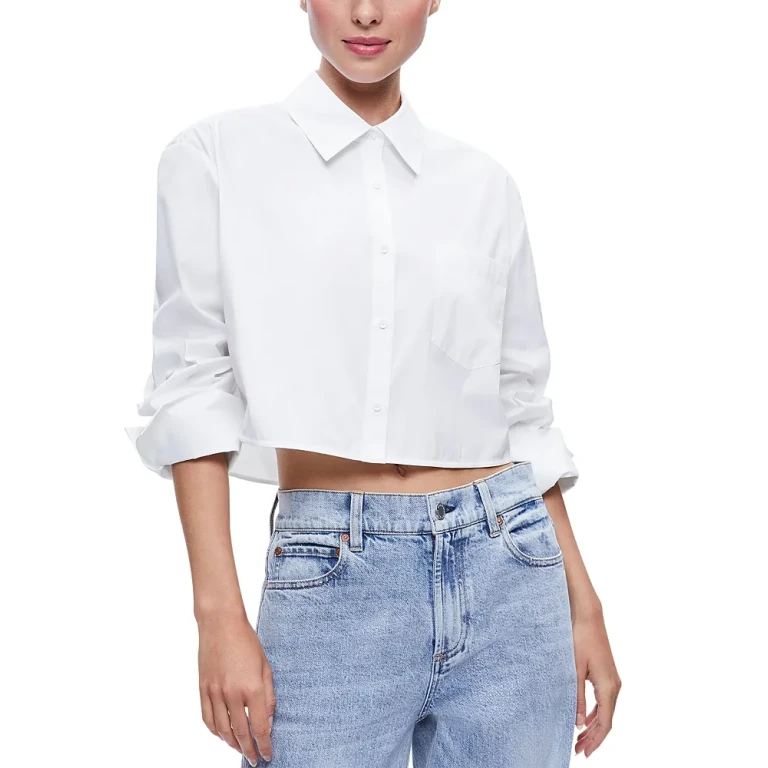Alice and Olivia Finely Cropped Oversized Button Down Shirt