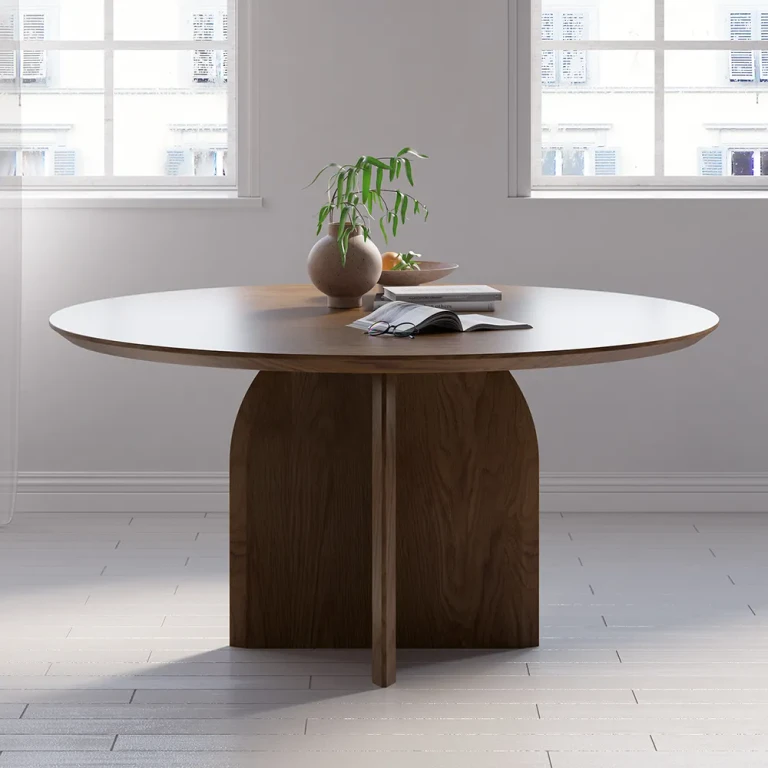 39.4" Round Dining Table Solid Wood for 4 Modern Walnut Dining Room Table