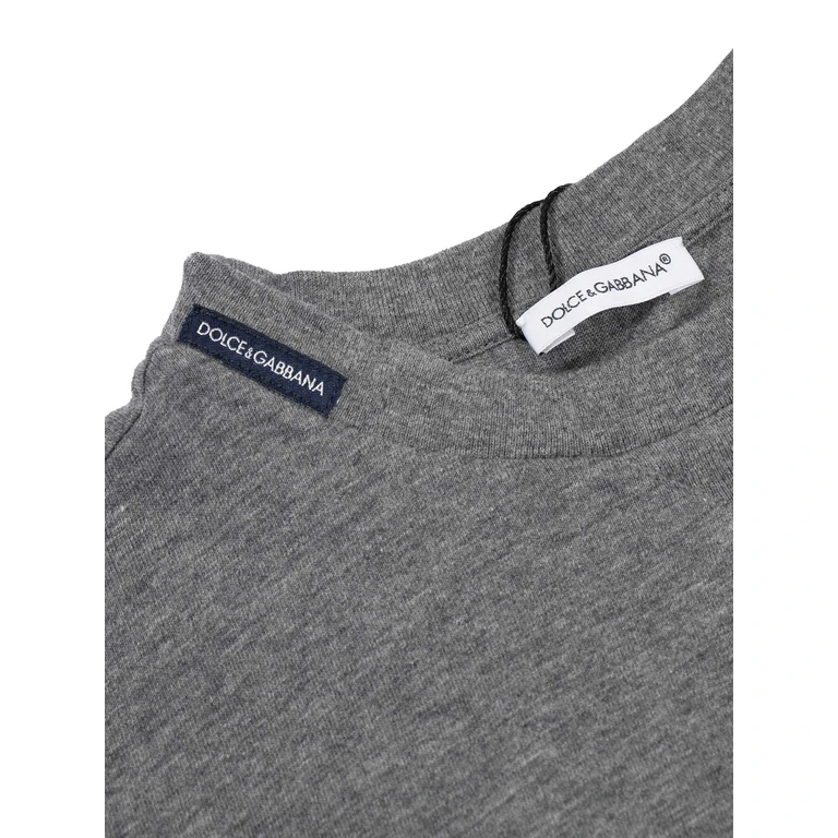 Dolce & Gabbana Junior T-Shirt Grey Cotton Long Sleeves