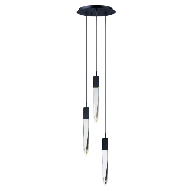ET2 Lighting Quartz 13" LED 3-Light Pendant in Black