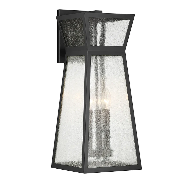 Matte Black Three Light Outdoor Wall Lantern from the Millford Collection