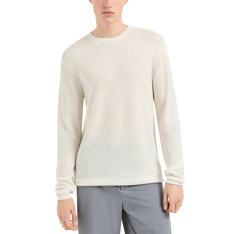 Emporio Armani Geometric Knitted Wool Pullover Crewneck Sweater