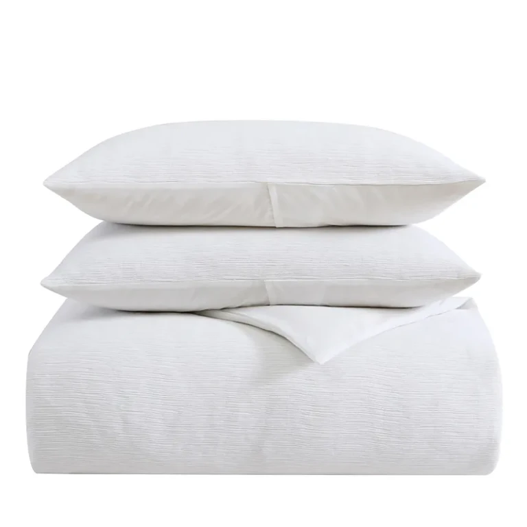 Vera Wang Solid Textured Pleats 3 Piece Duvet Cover Set, Queen