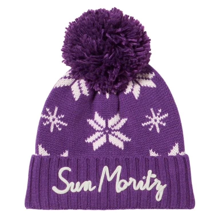 MC2 Saint Barth Holden Purple Knit Beanie With Norwegian Pattern