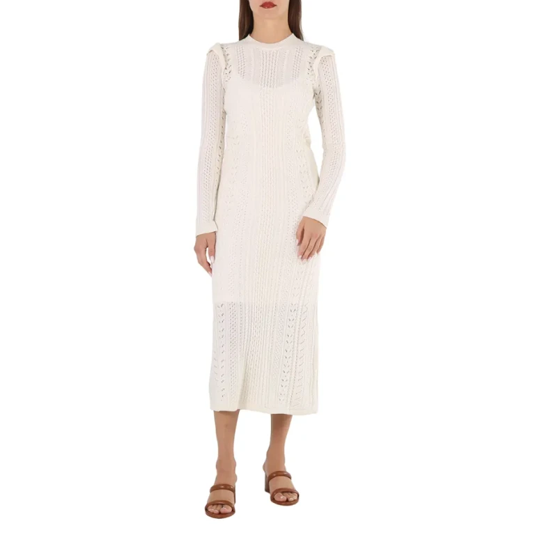 Chloe Ladies Snow White Wool Cash Knit Dress