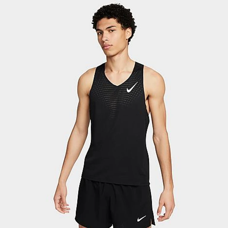 Nike Men's AeroSwift Dri-FIT ADV Running Tank Top in Black/Summit White Size: XS