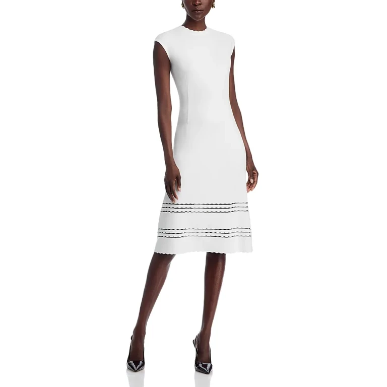 Misook Cap Sleeve Midi Dress
