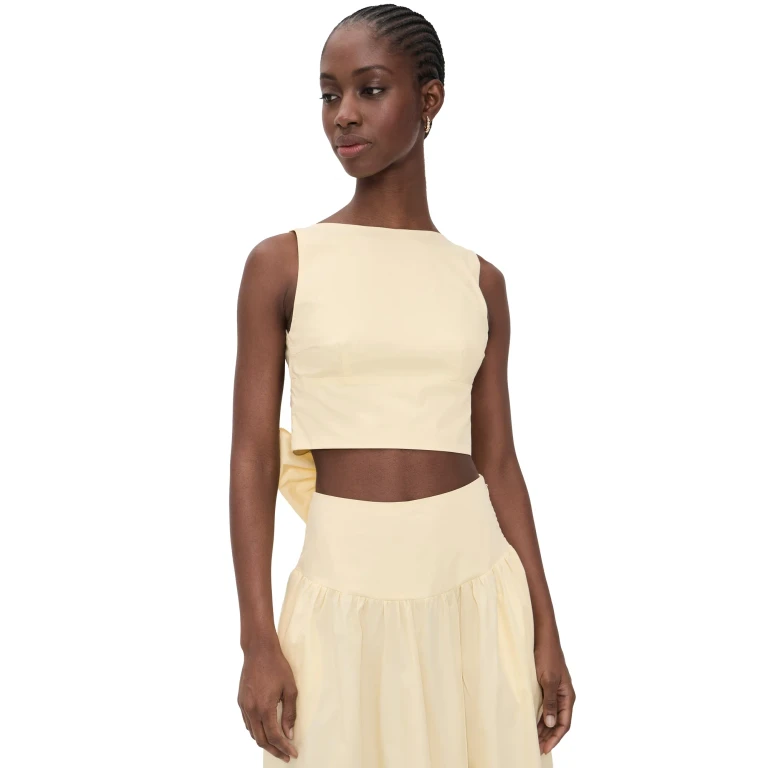 Susana Monaco Poplin Open Back Tie Tank Whip Cream XL