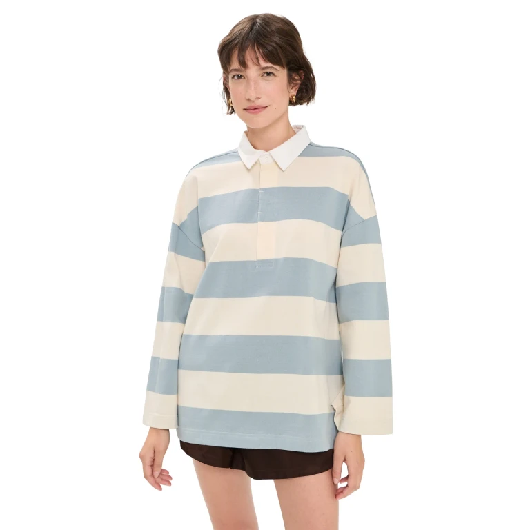 Strut This Chester Long Sleeve Rugby Shirt Baby Blue XS