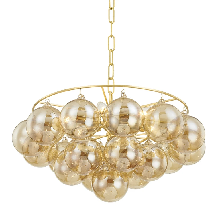 Aged Brass Six Light Chandelier from the Mimi Collection