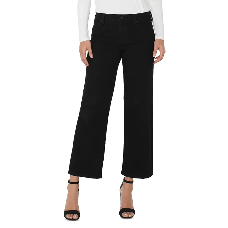 Liverpool Los Angeles Stride High Rise Cropped Wide Leg Jeans in Black Rinse