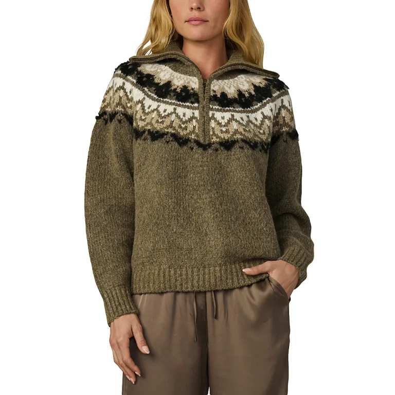 Joe's Jeans The Wells Fair Isle Sweater Olive Multi Fair Isle L