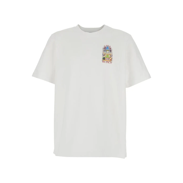 Casablanca White T-shirt With Logo Detail On The Front And Maxi Logo On The Back In Cotton Man