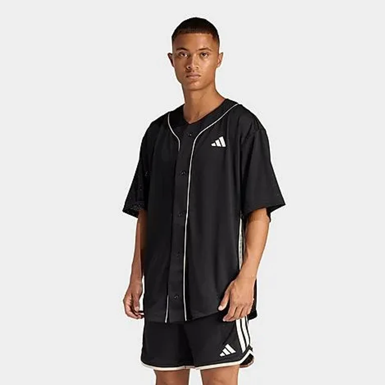Nike Men's adidas Stadium Mesh Baseball Shirt in Black/Crystal Linen/Off White Size: XS