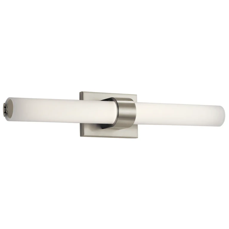 Izza 25.25" LED Etched Opal Glass Bathroom Vanity Light in Brushed Nickel
