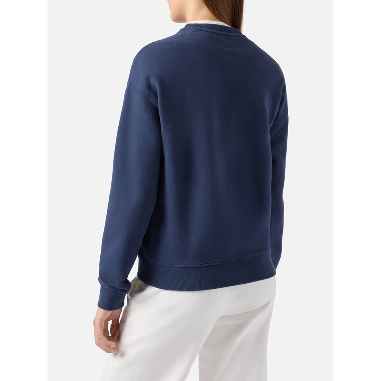 Mc2 Saint Barth Stardust Cotton Sweatshirt Blue With St. Barth Sport Club Print - Women