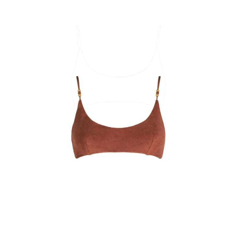 MC2 Saint Barth Brown Judy Terry Bralette Bikini Top With Charms