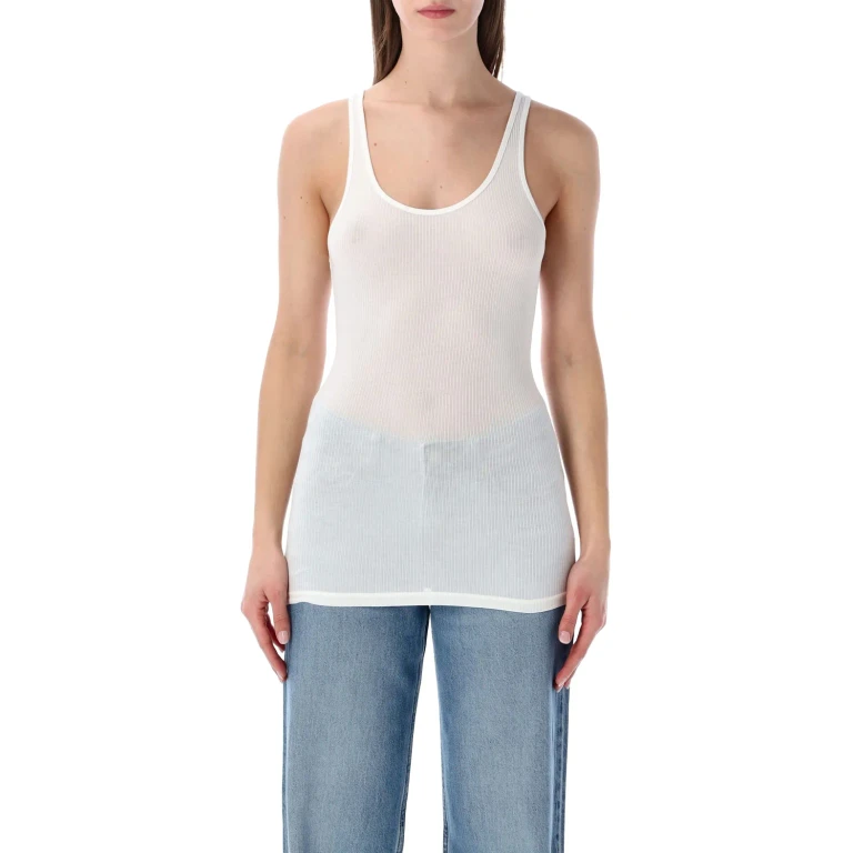 Slim Fit Stretch-Cotton Top with Thin Straps (WNL3102WHT)