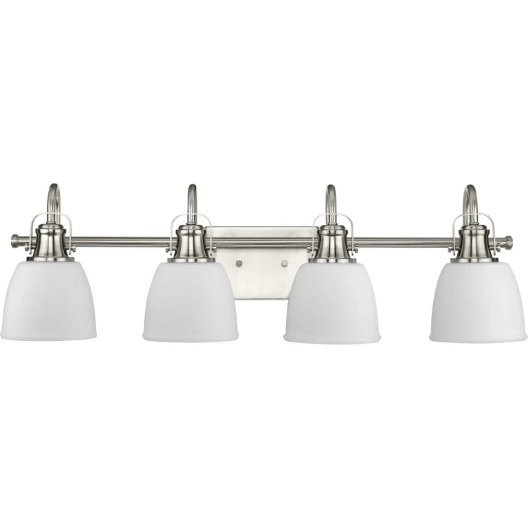 Brushed Nickel Four Light Vanity from the Preston Collection