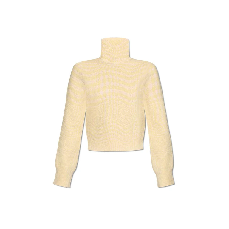 Burberry Warped Houndstooth Jacquard High-neck Jumper