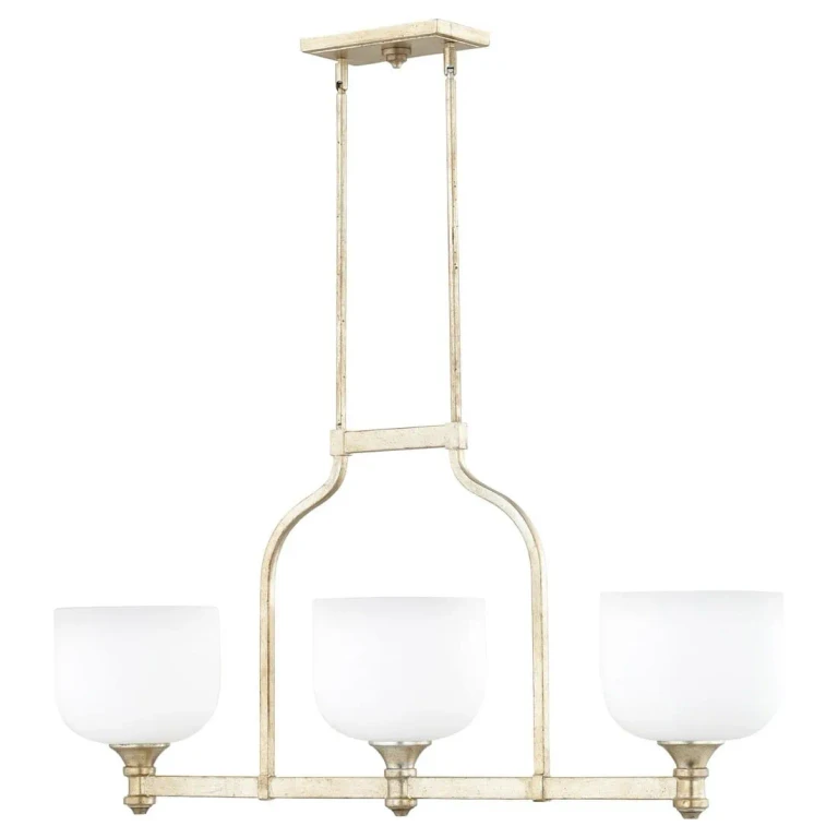 Quorum Richmond 3-Light Kitchen Island Light in Aged Silver Leaf