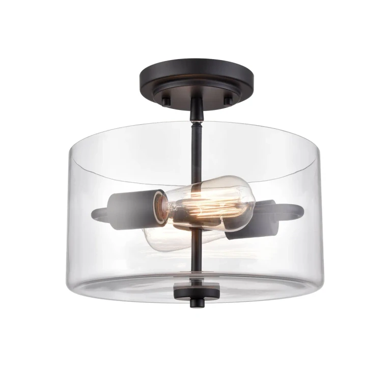 Matte Black Two Light Semi-Flush Mount from the Verlana Collection