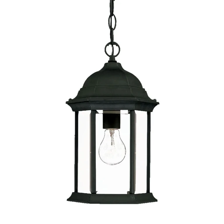 Matte Black One Light Hanging Lantern from the Madison Collection