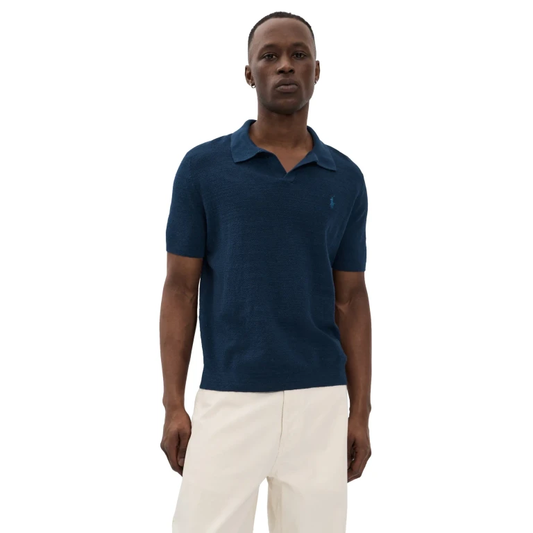 Polo Ralph Lauren Textured Cotton Polo Shirt Dune Tan/Deckwash White M