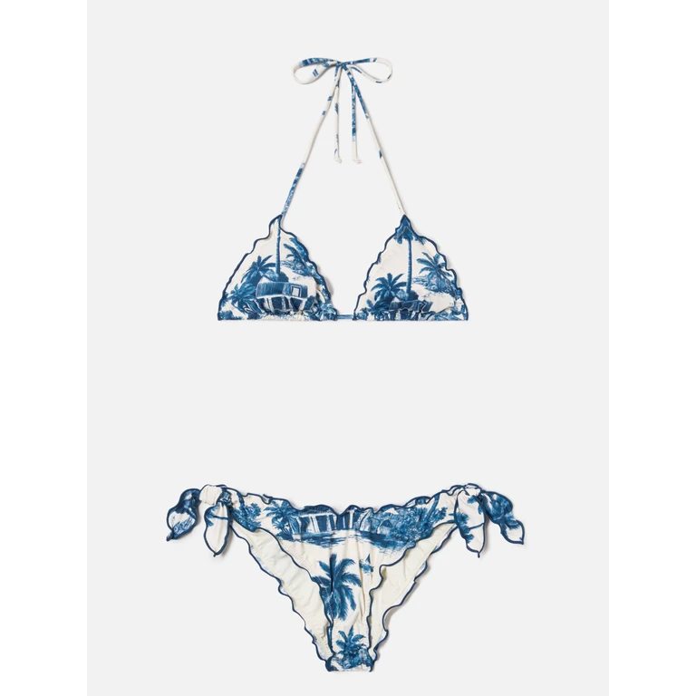 Mc2 Saint Barth Bikini Sarius Triangle With Blue Toile De Jouy Print Special Edition - Women